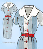 Mail Order 8267: 1950s Uncut Misses Slender Dress Sz 38 B Vintage Sewing Pattern