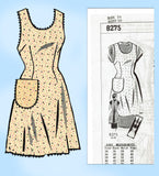 1960s Vintage Mail Order Sewing Pattern 8275 Cute Misses Full Front Apron Sz 38B