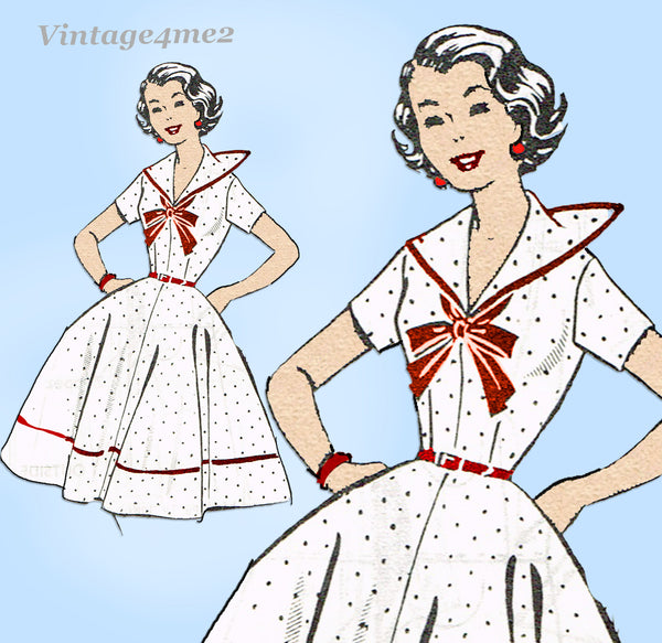 1950s Vintage Mail Order Sewing Pattern 8280 Uncut Misses Sailor Dress Sz 36 B