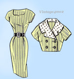 1950s Original Vintage Mail Order Pattern 8284 Uncut Misses Street Dress 34B