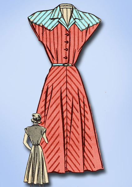1940s Vintage Mail Order Sewing Pattern 8285 Misses WWII Day Dress Pattern Sz 14 - Vintage4me2