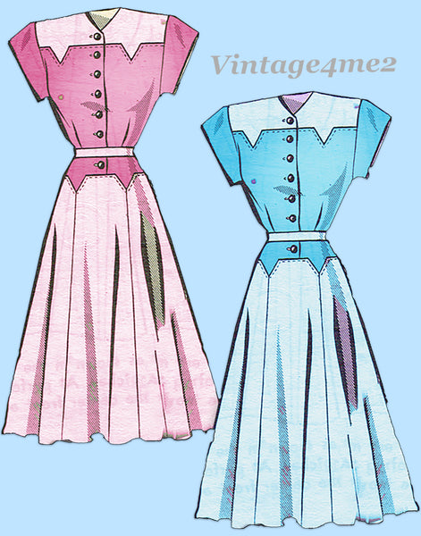 1940s Vintage Mail Order Sewing Pattern 8299 Uncut Misses Western Dress Sz 31 B