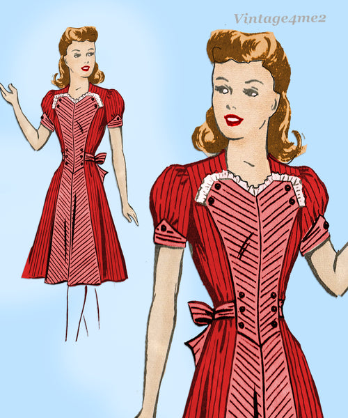 Mail Order 8319: 1940s Lovely Misses WWII Dress Size 33 B Vintage Sewing Pattern
