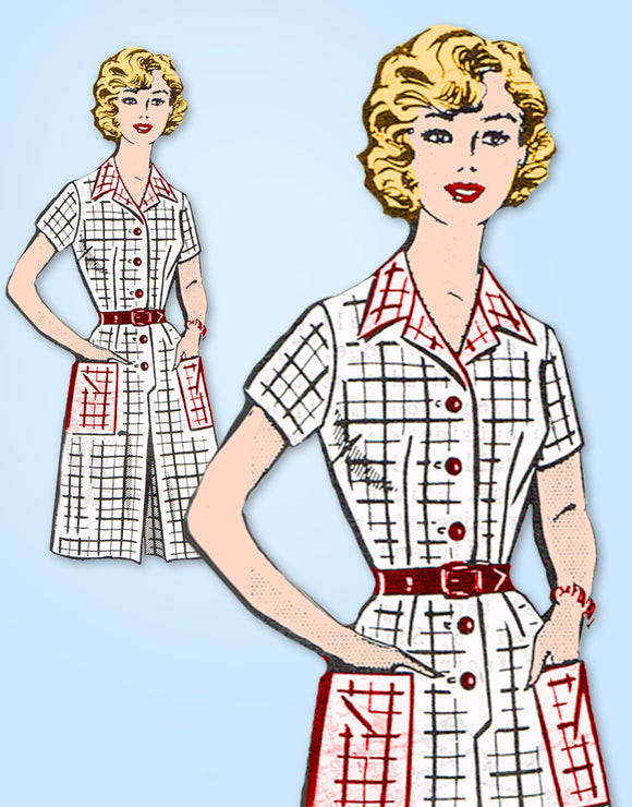 1950s Original Vintage Mail Order Pattern 8353 Uncut Plus Size Culotte Dress 46B