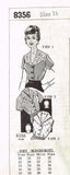 1950s Vintage Mail Order Sewing Pattern 8356 Charming Misses Blouse Set Sz 36 B