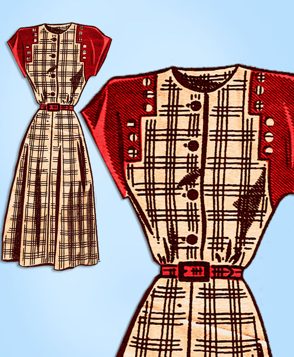 1940s Vintage Mail Order Sewing Pattern 8359 Uncut Misses Day Dress Sz 36 Bust