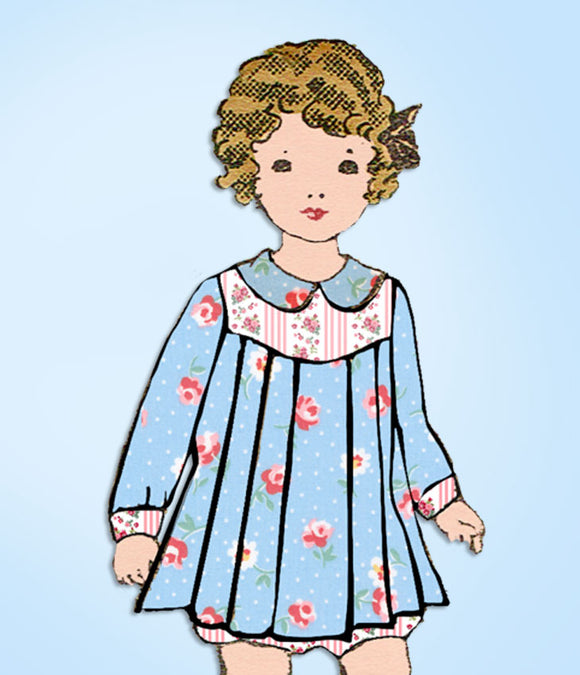 1930s Vintage Mail Order Sewing Pattern 8359 Baby Girl Pleated Bloomer Dress Sz1 - Vintage4me2
