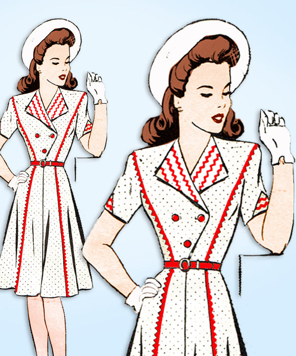 1940s Original Vintage Mail Order Pattern 8362 Misses WWII Suit Dress Size 33 B
