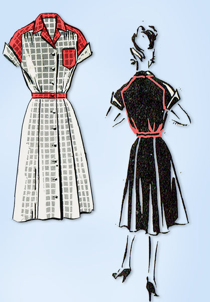 1950s Original Vintage Mail Order Pattern 8365 Uncut Misses Shirtwaist  Dress 36B