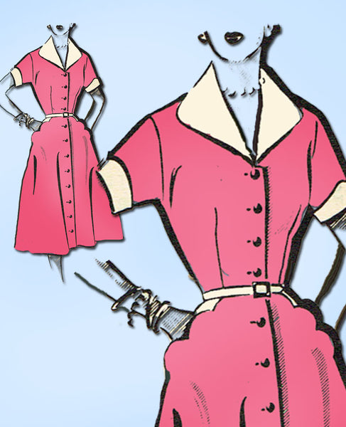 1950s Vintage Mail Order Sewing Pattern 8367 Misses Scalloped Dress Size 18 36B