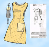 1960s Vintage Mail Order Sewing Pattern 8376 Cute Misses Full Front Apron Sz MED