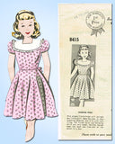 1940s Vintage Mail Order Sewing Pattern 8415 Pretty Girls WWII Dress Size 14 32B - Vintage4me2