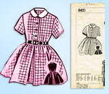 1950s Original Vintage Mail Order Pattern 8421 Little Girls Shirtwaist Dress Sz6