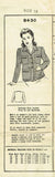 1940s Vintage Mail Order Sewing Pattern 8430 Misses WWII Ration Jacket Sz 13 31B - Vintage4me2