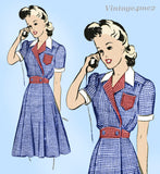 Mail Order 8434 : 1940s Stylish Misses Day Dress Sz 34 B Vintage Sewing Pattern