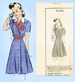 Mail Order 8434 : 1940s Stylish Misses Day Dress Sz 34 B Vintage Sewing Pattern