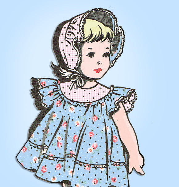 Mail Order 8463: 1950s Uncut Baby Girls Dress & Cape Sz 1 Vintage Sewing Pattern - Vintage4me2