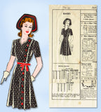 1940s Original Vintage Mail Order Pattern 8481 Misses WWII Sweetheart Dress 34 B