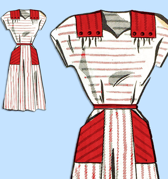 1940s Vintage Mail Order Sewing Pattern 8580 Uncut Saddle Shoulder Dress Sz 34 B - Vintage4me2