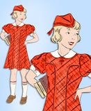 1930s Vintage Mail Order Sewing Pattern 8691 Toddler Girls Dress & Tam Hat Sz 6