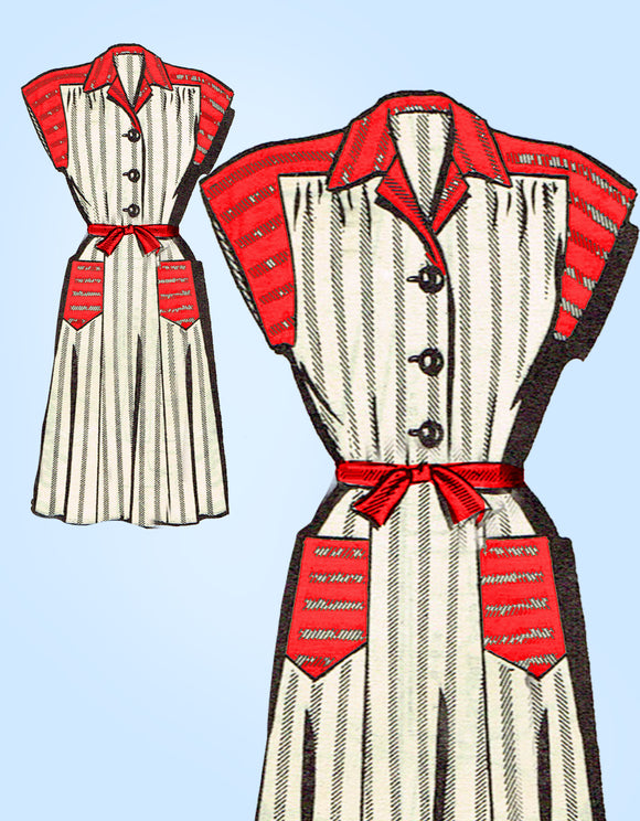 1950s Vintage Mail Order Sewing Pattern 8780 Plus Size Shirtwaist Dress Sz 42 B