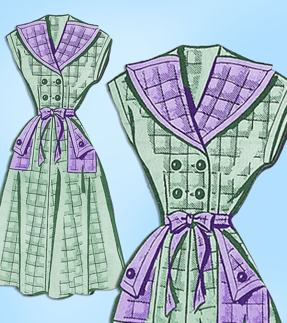 1940s Vintage Mail Order Sewing Pattern 8804 Uncut Misses Sun Dress Sz 34 Bust