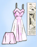 1940s Original Vintage Mail Order Pattern 8662 Misses WWII Slip & Panties Sz 38B