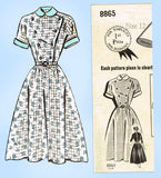 1950s Vintage Mail Order Sewing Pattern 8865 Misses Day Dress Size 30 Bust