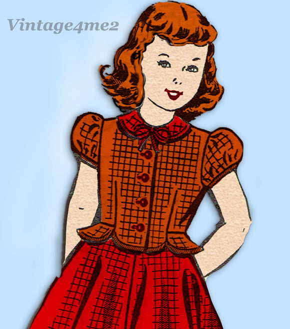 Mail Order 8869: 1950s Cute Little Girls Peplum Suit Sz 10 Vintage Sewing Pattern