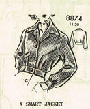 1950s Original Vintage Mail Order Pattern 8874 Uncut Misses Battle Jacket Sz 34B