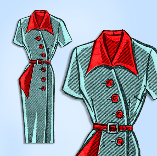1950s Vintage Mail Order Sewing Pattern 8900 Uncut Plus Size Slender Dress 43 B