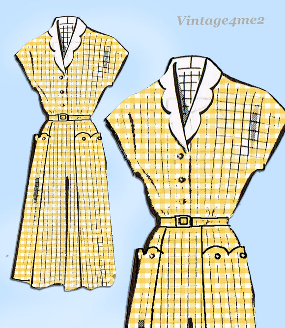 Mail Order 8932: 1950s Uncut Misses Day Dress Sz 36 Bust Vintage Sewing Pattern