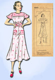 1940s Vintage 1937 Mail Order Sewing Pattern 8969 Misses Street Dress Size 16 - Vintage4me2