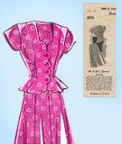 Mail Order 8978: 1940s Misses WWII Peplum Suit Sz 36 Bust Vintage Sewing Pattern