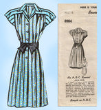 Mail Order 8984: 1940s Misses WWII Shirtwaist Dress 32 B Vintage Sewing Pattern