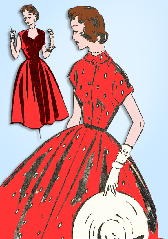 1950s Vintage Mail Order Sewing Pattern 8988 Uncut Misses Rockabilly Dress 30 B