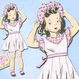 1940s Vintage Marian Martin Sewing Pattern 9003 Toddler Girls Dress & Hat Size 6 - Vintage4me2
