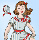 1940s Vintage Marian Martin Sewing Pattern 9007 Toddler Girls Dress & Hat Size 4 - Vintage4me2