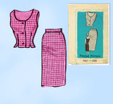 Marian Martin 9011: 1950s Misses 2 Piece Dress Sz 36 B Vintage Sewing Pattern
