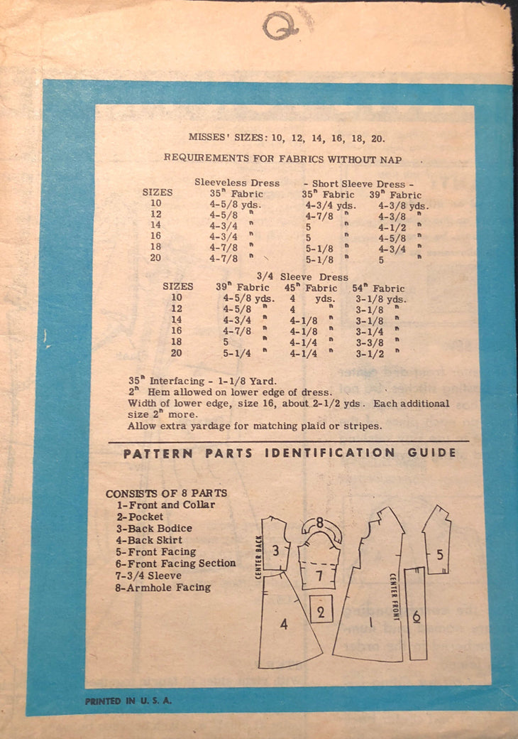 1960s Original Vintage Marian Martin Pattern 9012 Plus Size Dress 40 B ...
