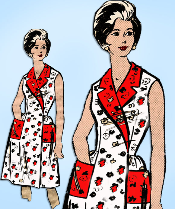 1960s Original Vintage Marian Martin Pattern 9012 Plus Size House Dress 40 Bust