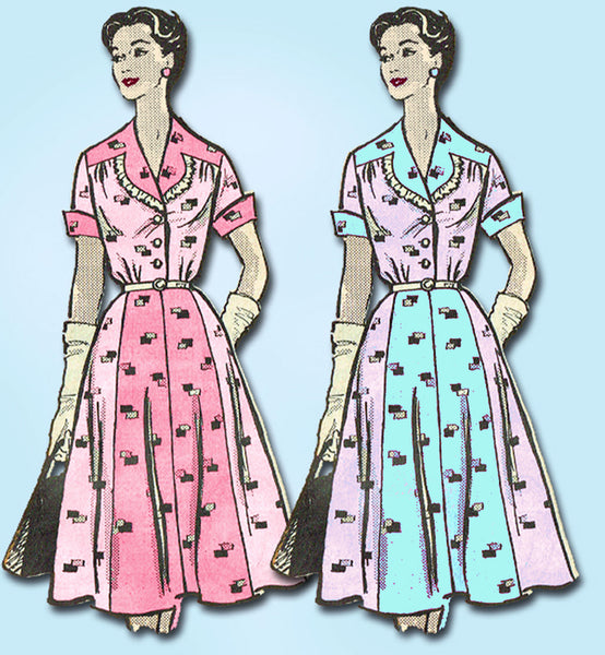 1950s Vintage Marian Martin Sewing Pattern 9030 Plus Size Street Dress 41 Bust