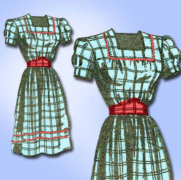 1940s Vintage Marian Martin Sewing Pattern 9031 Misses WWII Dress Hat Sz 16 34B - Vintage4me2