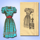 1940s Vintage Marian Martin Sewing Pattern 9031 Misses WWII Dress Hat Sz 16 34B - Vintage4me2