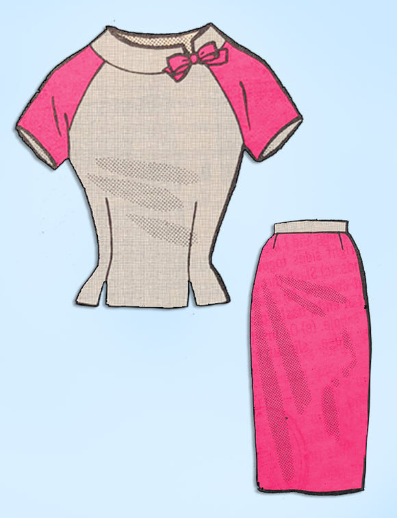 1960s Original Vintage Marian Martin Pattern 9052 Uncut Misses 2 PC Dress Sz 34B