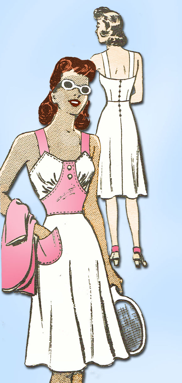 1940s Vintage Marian Martin Sewing Pattern 9061 Uncut Sexy WWII Sun Dress Sz 12 - Vintage4me2