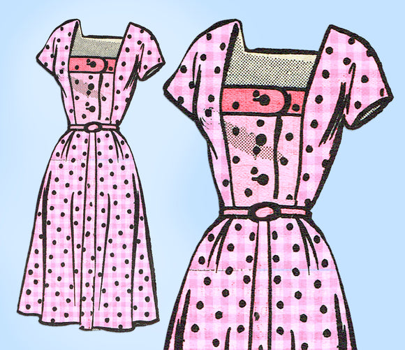 Marian Martin 9064: 1950s Cute Misses Dress Sz 35 B Vintage Sewing Pattern