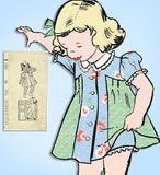 1940s Vintage Marian Martin Sewing Pattern 9073 Baby Girls Princess Dress Size 1