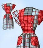 1940s Original Marian Martin Sewing Pattern 9075 Misses Scalloped Dress Sz 34 B