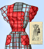 1940s Original Marian Martin Sewing Pattern 9075 Misses Scalloped Dress Sz 34 B